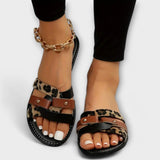 Leopardmønstrede sandaler med krydsremme