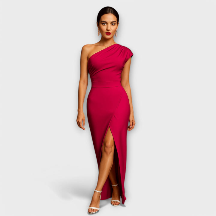 Elegant asymmetrisk aftenkjole