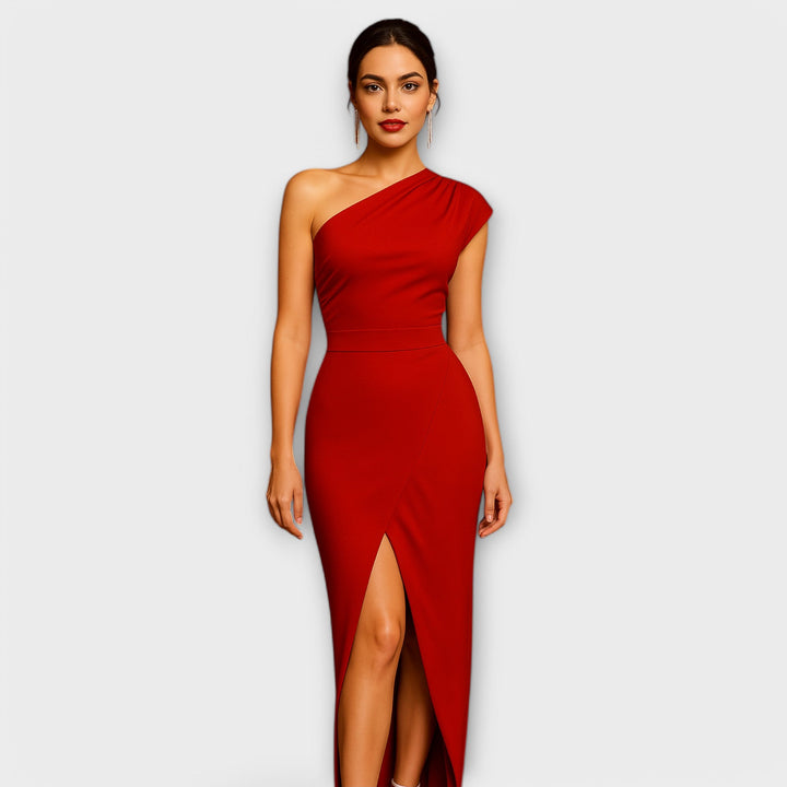Elegant asymmetrisk aftenkjole