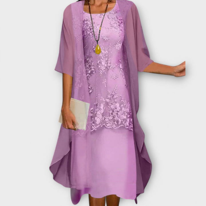 Susanne – elegant todelt chiffonkjole