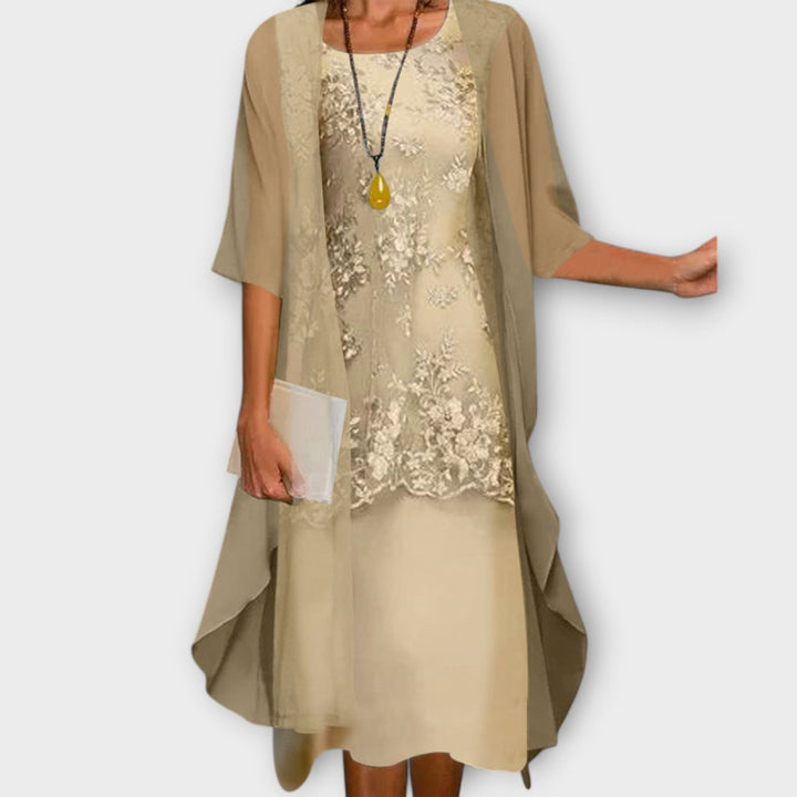 Susanne – elegant todelt chiffonkjole