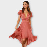 Charlotte - Elegantes V-Ausschnitt Midi-Kleid