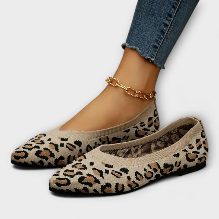 Spidse ballerinaer med leopardmønster