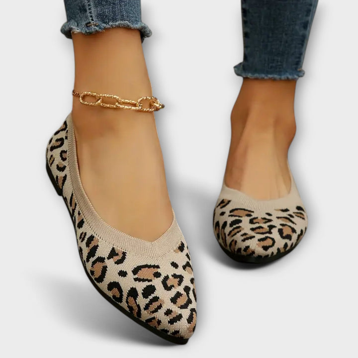 Spidse ballerinaer med leopardmønster