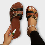 Leopardmønstrede sandaler med krydsremme