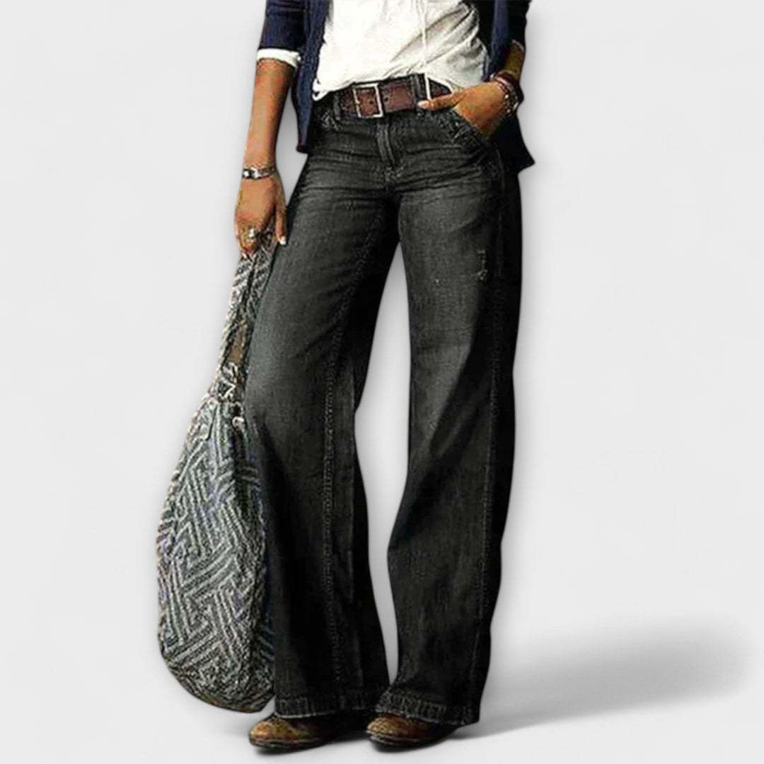 Karen – Denim-buks med vide ben