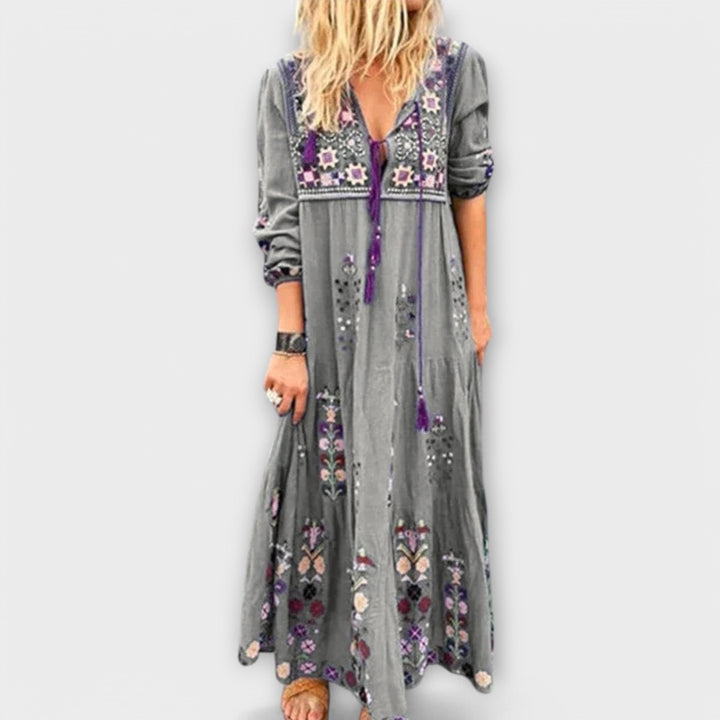 Anette – afslappet boho-maxikjole i hør