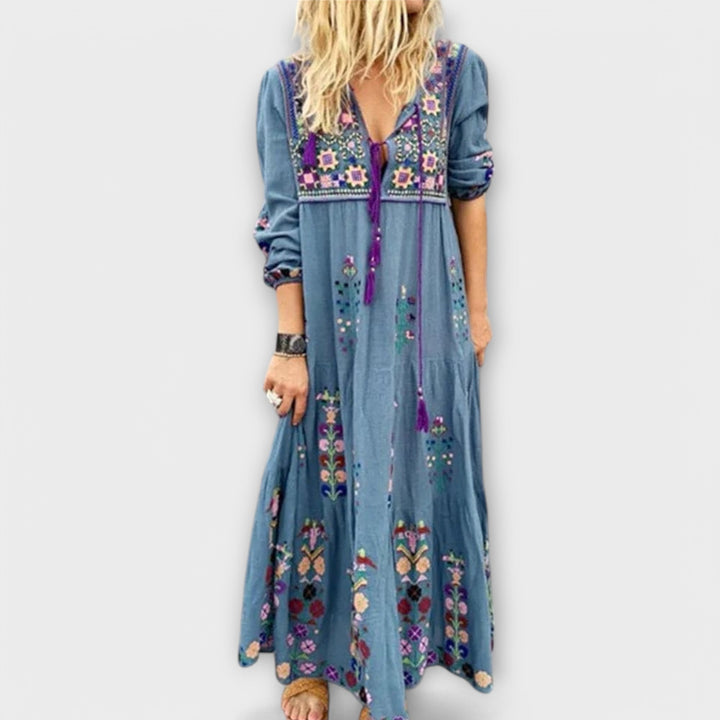 Anette – afslappet boho-maxikjole i hør