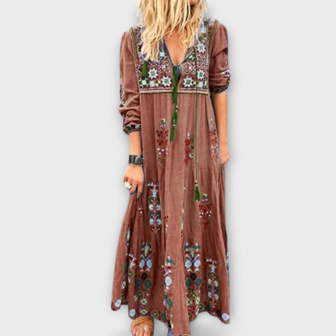 Anette – afslappet boho-maxikjole i hør