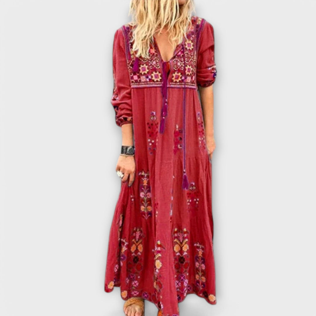 Anette – afslappet boho-maxikjole i hør