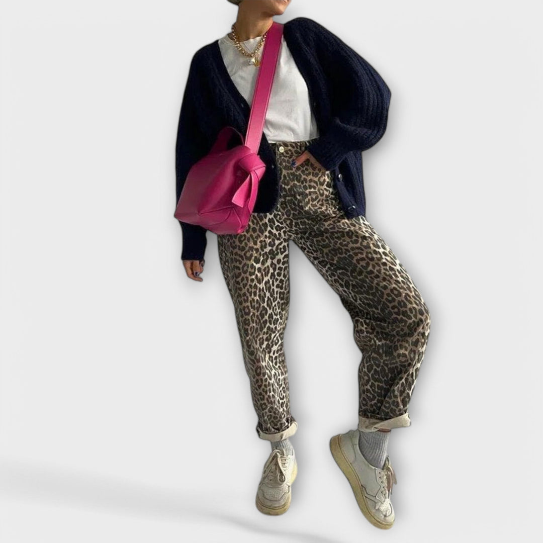 Lisbeth – Vintage-jeans med leopardmønster