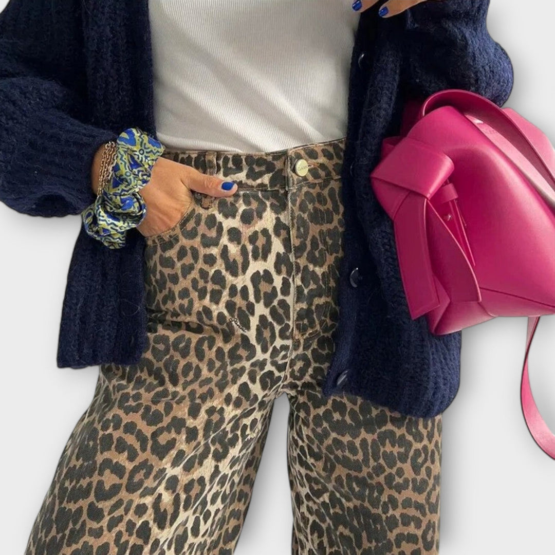 Lisbeth – Vintage-jeans med leopardmønster