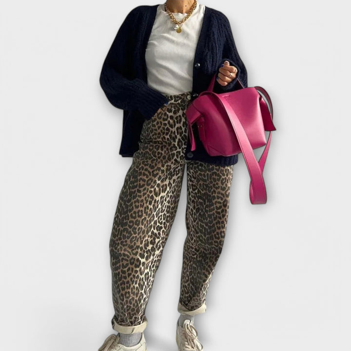 Lisbeth – Vintage-jeans med leopardmønster