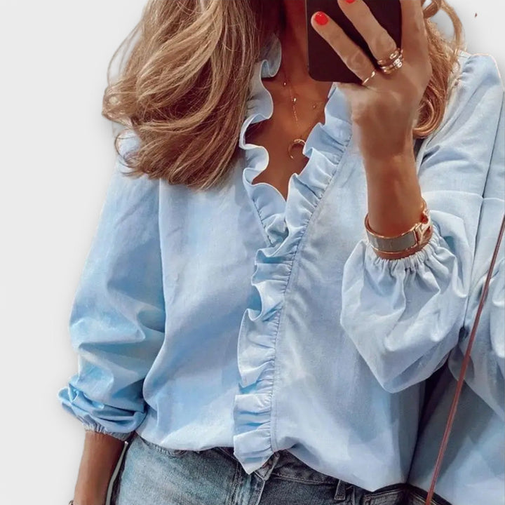Marianne - Elegant bluse med flæser