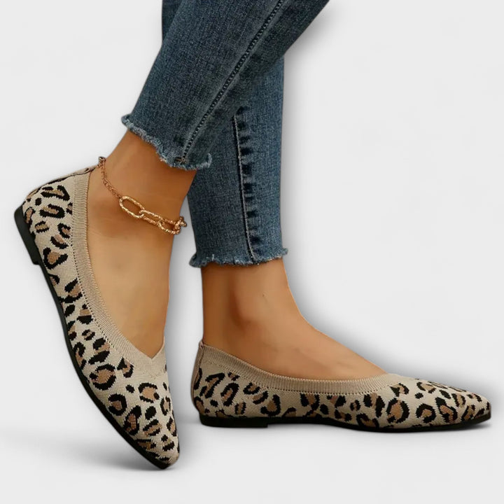 Spidse ballerinaer med leopardmønster