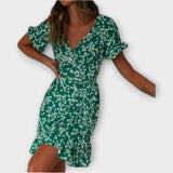 Inge - Kurzes Boho-Kleid in Grün