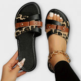 Leopardmønstrede sandaler med krydsremme