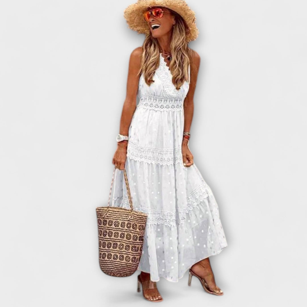 Jette – Maxikjole med boho-blonde